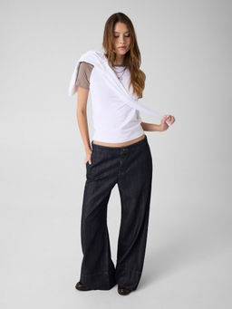 Guess - Shimmer Relaxed Fit Button and Zip Denim Jeans Blue