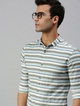 SHOWOFF - Men's Casual Cotton Striped Shirts-grey