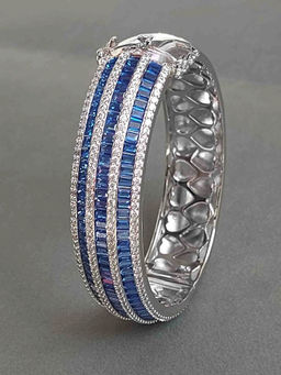Amreli Jaipur - Silver Plated American Blue Diamond Bracelet