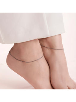 Zavya - Black Rhodium 925 Sterling Silver Anklets (Pack of 2)