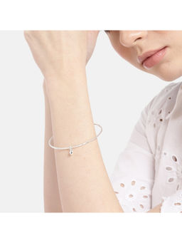 Zavya - Heart Rhodium Plated 925 Sterling Silver Plain Bangle