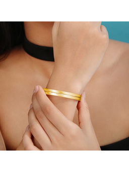 Zavya - Gold Plated 925 Sterling Silver Plain Bangles (Pack of 2)