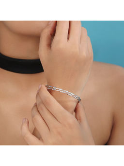 Zavya - Rhodium Plated 925 Sterling Silver Plain Bangles (Pack of 2)