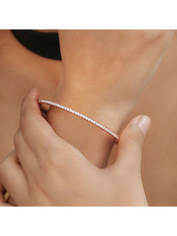 Zavya - One Line CZ Rose Gold Plated 925 Sterling Silver Statement Bangle