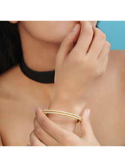 Zavya - One Line CZ Gold Plated 925 Sterling Silver Statement Bangles (Pack of 2)