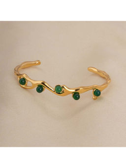 Palmonas - Womens Waterproof and Anti-Tarnish Gold Sea Breeze Green Cuff