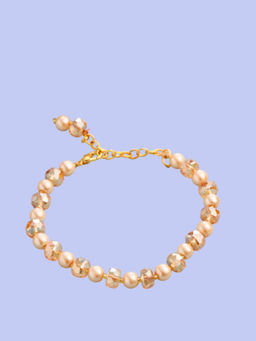 NVR - Women Gold Toned Artificial Beads Wraparound Bracelet