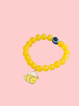 NVR - Unisex Yellow Artificial Beads Stylish Bracelet