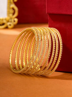 NVR - Women American Diamond Gold Plated Bangles (Pack of 8)
