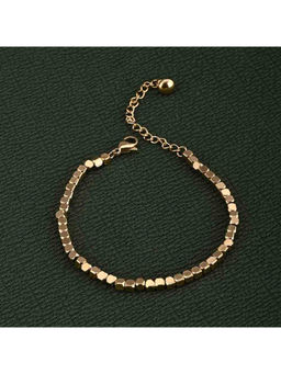 Palmonas - Womens Waterproof and Anti-Tarnish Gold Cube Chain Bracelet