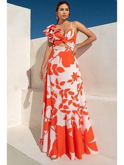 FancyPants - Fontainebleau Orange Swimsuit With Skirt