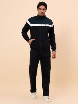 Cantabil - Blue Fleece Turtle Neck Colorblock Regular Fit Tracksuit