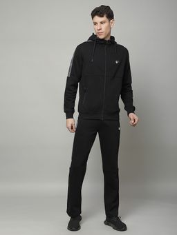 Cantabil - Black Fleece Hooded Plain Regular Fit Tracksuit