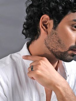 Yellow Chimes - Mens Stainless Steel Black Band Rings