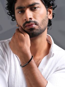 Yellow Chimes - Mens Stainless Steel Twisted Open Kada Bracelet