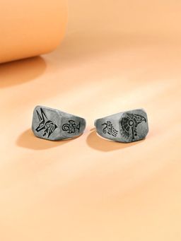 Yellow Chimes - Mens Grey Finger Rings (Pack of 2)