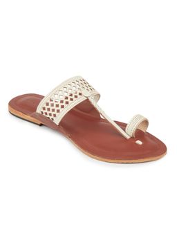 Korakari - Womens White On Off White Kolhapuri Chappal