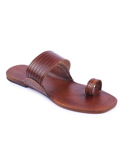 Womens Simple & Sweet Tan Kolhapuri Chappal