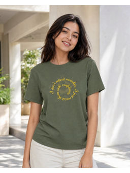 Nobero - Green Pure Cotton Half Sleeves Printed T-Shirt