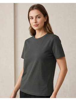 Nobero - Grey Pure Cotton Half Sleeves Solid/Plain T-Shirt