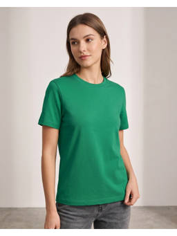 Nobero - Green Pure Cotton Half Sleeves Solid/Plain T-Shirt