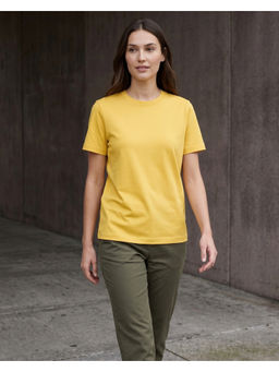 Nobero - Yellow Pure Cotton Half Sleeves Solid/Plain T-Shirt