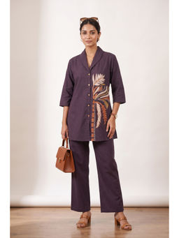 Jisora - Purple Cotton Flex Embroidered Co-Ord Set