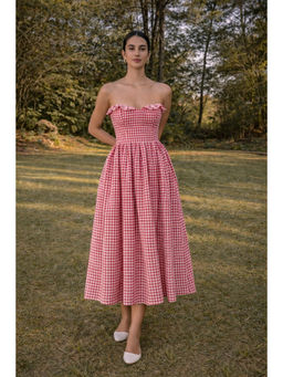 Myclo - Red Gingham Midi Dress