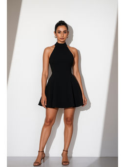 Myclo - Black Halter Fit and Flare Dress