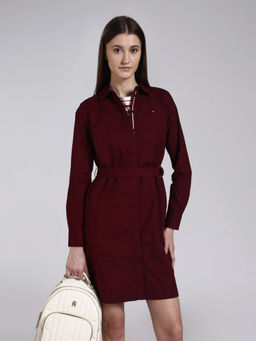 Tommy Hilfiger - Cotton Spread Collar Shirt Dress with Belt