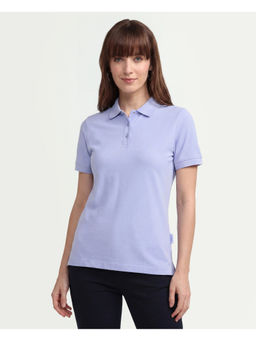 RAREISM - Blue Cotton Blend Half Sleeves Solid/Plain Polo T-Shirt