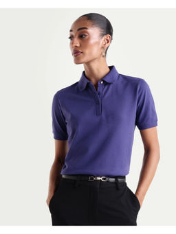 RAREISM - Purple Cotton Blend Half Sleeves Solid/Plain Polo T-Shirt