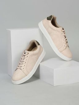 Cantabil - Men Solid Beige Comfortable Casual Sneakers
