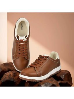 Cantabil - Men Tan Solid Lace-Up Casual Sneakers