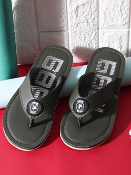 Cantabil - Men Green Regular Comfortable Typography Flipflops