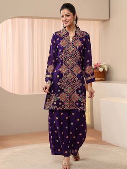 Libas Art - Purple Ethnic Motif Embroidered Co-Ord Set