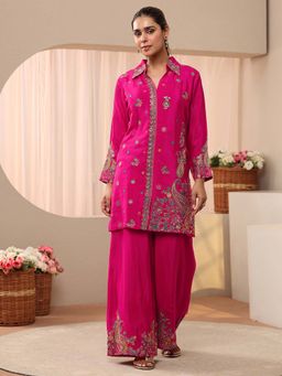 Libas Art - Pink Floral Embroidered Co-Ord Set