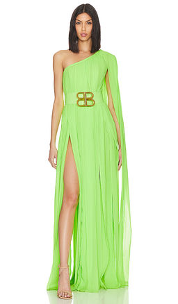 Bronx and Banco - Nia Green One Shoulder Gown