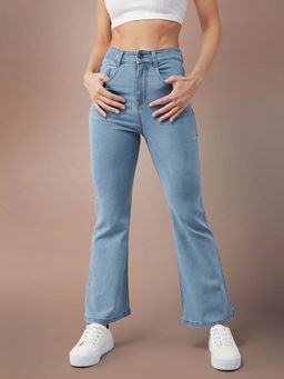 DOLCE CRUDO - Women's Light Blue Skinny High Rise Clean Look Regular Denim Jeans