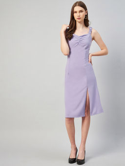 RARE - Lavender Colour Knee Length Solid Dress