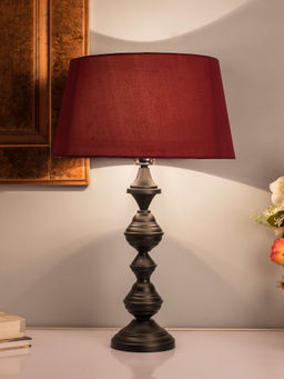 Homesake - Nordic Black Table Lamp Red Drum Shade