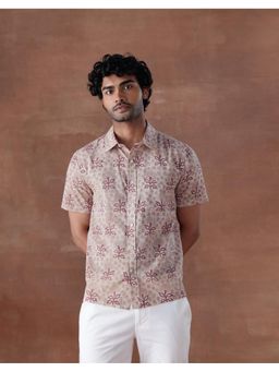 Fabindia - Beige Cotton Hand Block Printed Bush Shirt