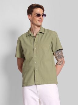 Bene Kleed - Regular Fit Cotton Linen Casual Green Shirt