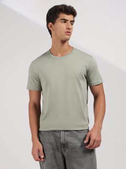 Calvin Klein - Green Solid Slim Fit Cotton T-Shirt