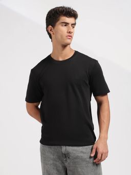 Calvin Klein - Black Solid Regular Fit Cotton T-Shirt