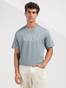 Calvin Klein - Grey Logo Relaxed Fit Cotton T-Shirt