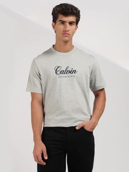 Calvin Klein - Grey Logo Relaxed Fit Cotton T-Shirt
