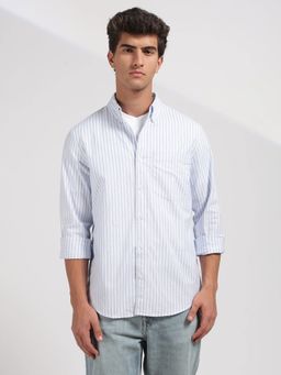 Calvin Klein - Striped Regular Fit Oxford Blue Shirt