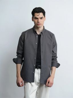 Cove and Lane - Grey Pinstripe Cotton Oxford Shirt