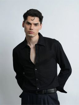 Cove and Lane - Azkaban Dobby Cotton Black Regular Fit Shirt